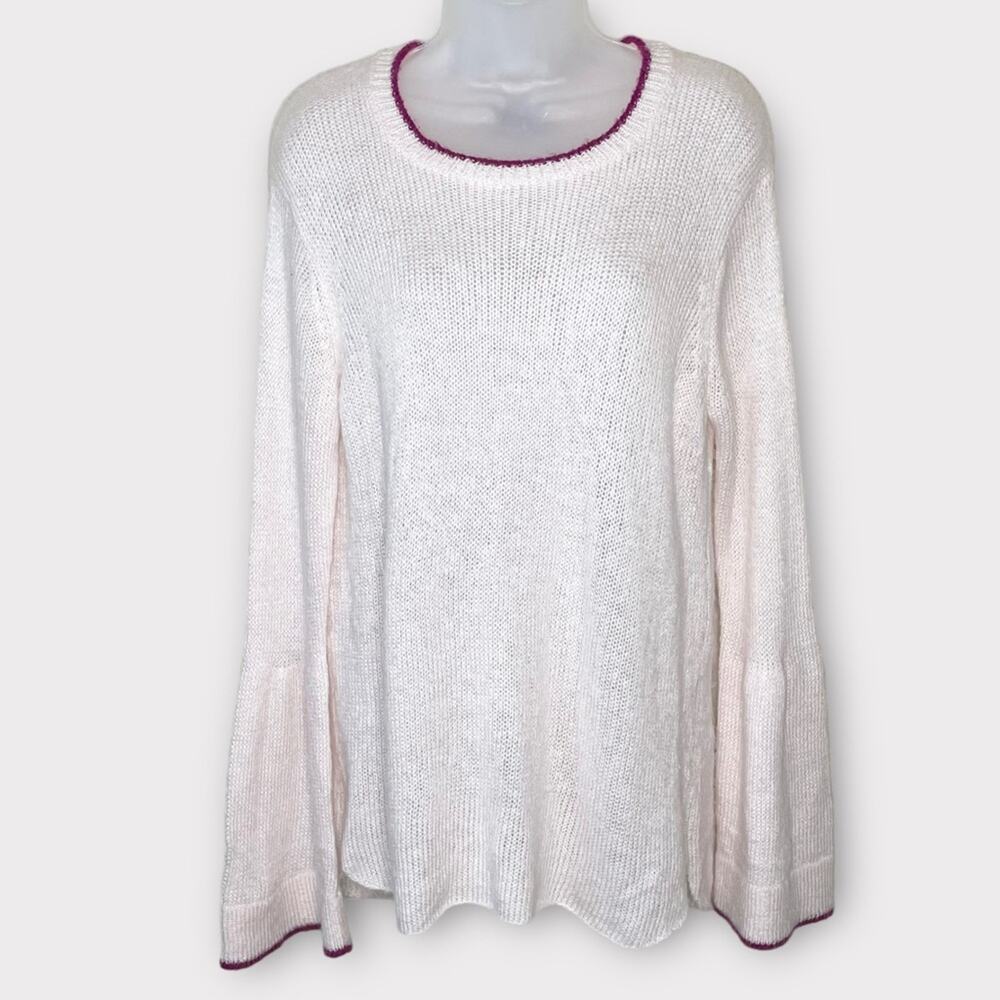 Wooden Ships pale pink loose knit mohair/wool blend bell sleeve sweater size M/L